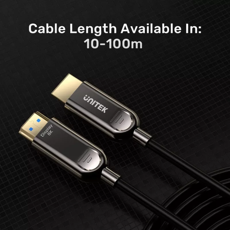 UNITEK Active Optical HDMI 2.1 laidas 8K 120Hz 70m juodas