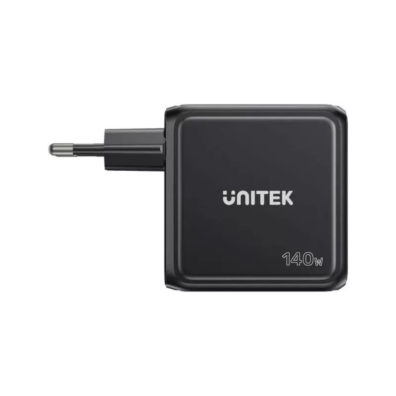 UNITEK GaN įkroviklis su ekranu 140W 3xUSB-C 1xUSB-A PD3.0 QC4.0 juodas