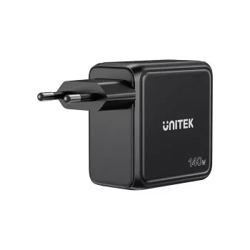 UNITEK GaN įkroviklis su ekranu 140W 3xUSB-C 1xUSB-A PD3.0 QC4.0 juodas