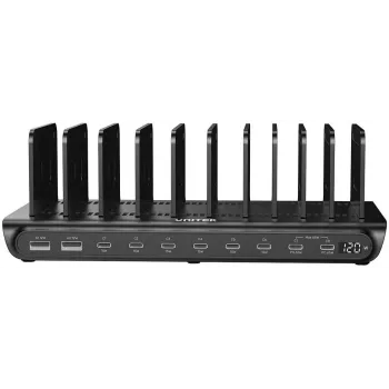 UNITEK 10-Port USB-A/USB-C Intelligent Charging Station 120W PD 3.0 Black