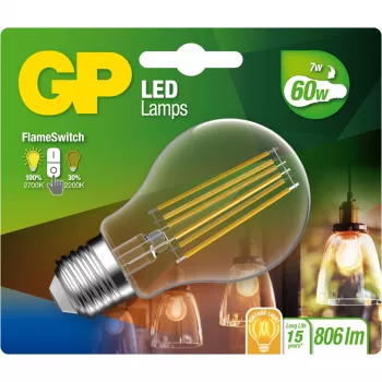 GP Lighting LED FlameSwitch E27 7W (60W) 806 lm Šilta balta / Liepsnos efektas