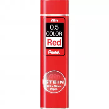 Pentel AIN STEIN raudonas mechaninio pieštuko švino strypelis 0,5 mm ryškios spalvos