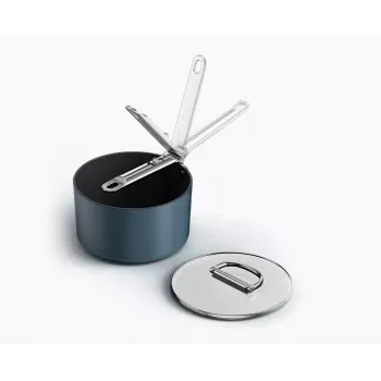 Joseph Joseph Space 19 cm prikaistuvis su dangčiu ir sulankstoma rankena, aliuminis, keraminė nepridegančioji danga, tamsiai mėlynos spalvos (45038)