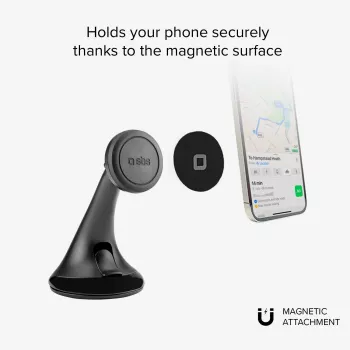 SBS Universal Magnetic Wide Suction Cup Car Phone Holder Compatible with MagSafe - Black