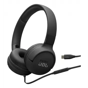 JBL Tune 520C belaidės ausinės ant galvos, juodos