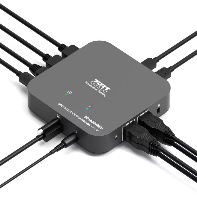PORT Designs Universal Docking Station - 2 x 4K 2 HDMI su maitinimo šaltiniu - ES