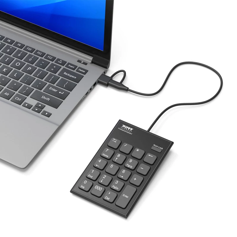 PORT Designs PORT Connect skaitmeninis klavišų blokas USB-C juodas