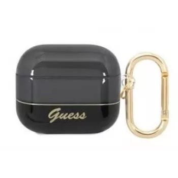 Guess Apple AirPods 3 permatomas dėklas juodas