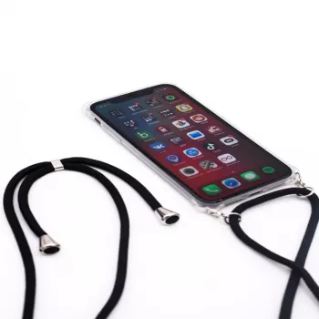 Evelatus Apple iPhone X/XS dėklas su virvele, juodas permatomas