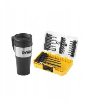DEWALT 25 dalių grąžtų ir atsuktuvų antgalių rinkinys su terminiu puodeliu