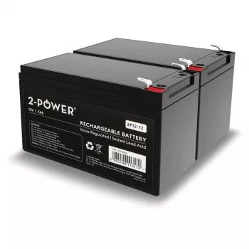 2-POWER BUN0248A VRLA Sandarinio Švino-Rūgšties Akumuliatorių Rinkinys (2 vnt.) - 12V 12Ah 12000mAh - Juoda - Pakeičia RBC6