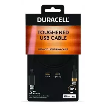 DURACELL 1m USB-A į Lightning laidas baltas, sertifikuotas MFi
