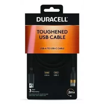 2-POWER 2m USB-A į USB-C 60W įkrovimo ir duomenų laidas - juodas