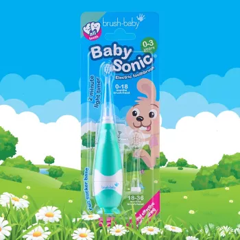 BRUSH BABY Baby Sonic dantų šepetėlis 0-3 metų Marine