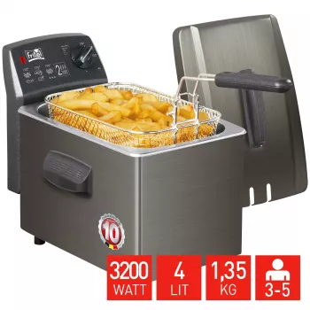 FRITEL Fritūzė Turbo SF 4 litrai nerūdijantis plienas