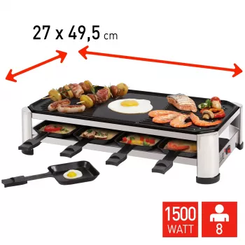 FRITEL RG 2170 Raclette Grill nerūdijantis plienas chromas/juoda 1200 W 8 asmenims