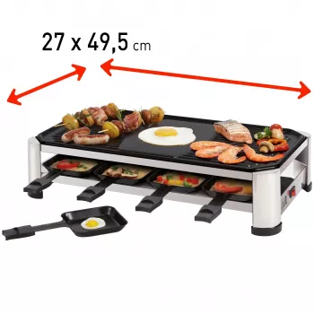 FRITEL RG 2170 Raclette Grill nerūdijantis plienas chromas/juoda 1200 W 8 asmenims