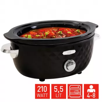 FRITEL Family Slow Cooker 5.5 Litro 210W Juoda/Chromas