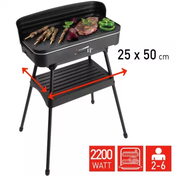 FRITEL Starter BBQ 2246 elektrinė kepsninė su stovu, 2200 W, juoda