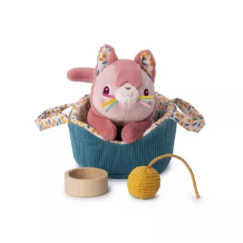 Lilliputiens Jeanne the Cat minkštų žaislų rinkinys su krepšeliu ir aksesuarais, 12m+