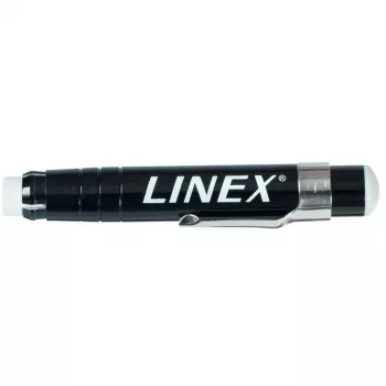 ELBA Linex Kreidos laikiklis - juodas, 10 mm kreidos skersmuo, spyruoklinis mygtukinis mechanizmas, briaunota rankena, papildomas, patvarus plastikas, naudojimui klasėje, biure, mene, pramonėje