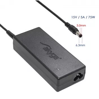 Akyga AK-ND-14 įkroviklis Toshiba nešiojamiesiems kompiuteriams, 75 W, 15 V / 5 A, 6,3 x 3,0 mm