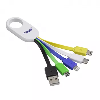 Akyga AK-AD-51 5-in-1 USB įkrovimo kabelis-pakabukas, USB-A į USB-C / Micro USB / Mini USB / Lightning