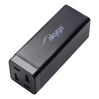 Akyga Charge Brick AK-CH-17 USB įkroviklis 65 W, 2 x USB-C PD + 2 x USB-A QC 4+, juodas
