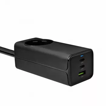 Akyga AK-CH-21 GaN USB įkroviklis 65 W, 2 x USB-C + USB-A, su elektros lizdu, 1,5 m, juodas
