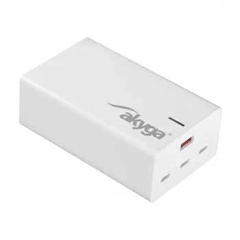 Akyga AK-CH-25 GaN stalinis USB įkroviklis 140 W, 3 x USB-C PD + USB-A, baltas
