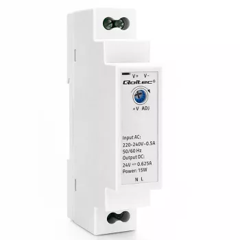 Qoltec DIN Rail maitinimo šaltinis 15W 24V 0.625A pilkas