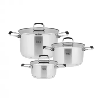 TEESA COOK PRIME 6-dalių puodų rinkinys, nerūdijantis plienas, tinka indukcinėms kaitlentėms