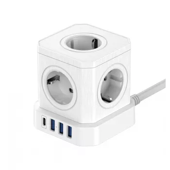 Newell GaN Power Cube 9w1 White Power Strip su USB įkrovikliu
