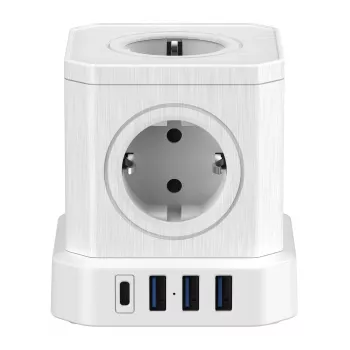 Newell GaN Power Cube 9w1 White Power Strip su USB įkrovikliu
