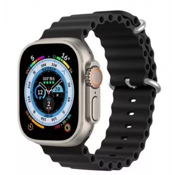 Dux Ducis Silicone Watch Strap, skirtas Apple Watch 8/7/6/5/4/3/2/SE (38/40/41 mm) - juoda