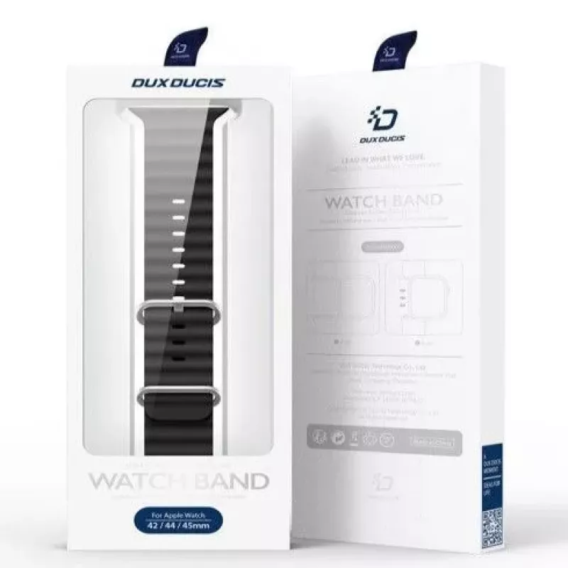 Dux Ducis Silicone Watch Strap, skirtas Apple Watch 8/7/6/5/4/3/2/SE (38/40/41 mm) - juoda