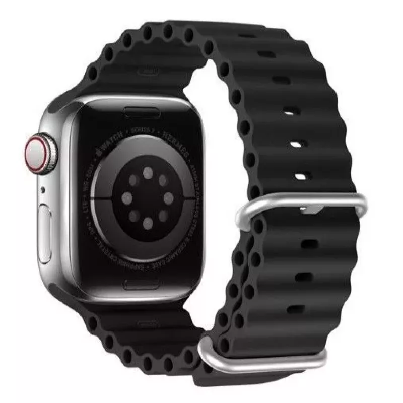 Dux Ducis Silicone Watch Strap, skirtas Apple Watch 8/7/6/5/4/3/2/SE (38/40/41 mm) - juoda