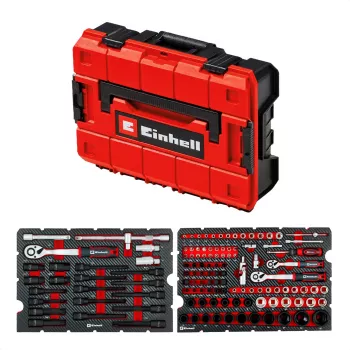 EINHELL-KWB E-Case Tool Case KFZ, 121 dalių (juoda/raudona, su įrankių rinkiniu mėgėjų mechanikams)