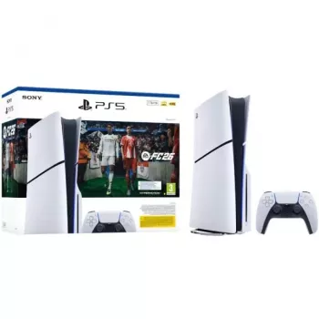 Sony PlayStation 5 Slim Disc Edition 1TB + EA Sports FC 26 komplektas – balta/juoda (CFI-2116A)