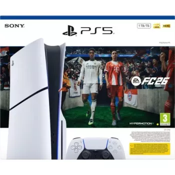Sony PlayStation 5 Slim Disc Edition 1TB + EA Sports FC 26 komplektas – balta/juoda (CFI-2116A)
