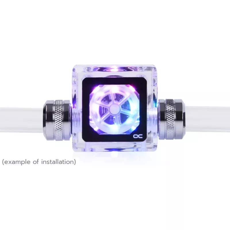 Alphacool Eisfluegel Aurora HighFlow aušinimo skysčio srauto indikatorius su tachometro signalu (permatomas)
