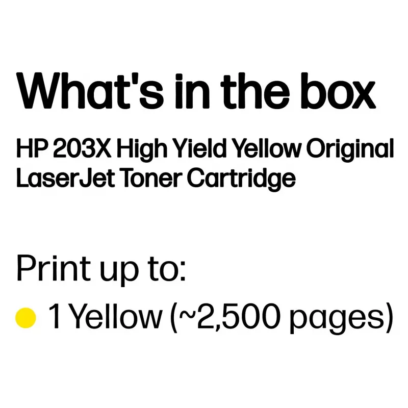 HP 203X didelės išeigos geltona tonerio kasetė (CF542X) | Originali HP LaserJet tonerio kasetė