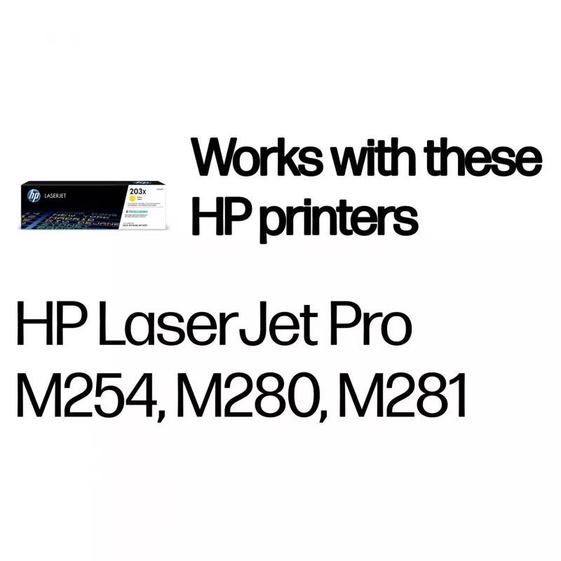 HP 203X didelės išeigos geltona tonerio kasetė (CF542X) | Originali HP LaserJet tonerio kasetė