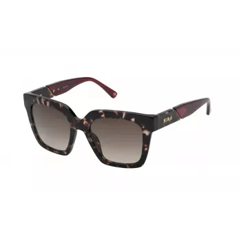 Nina Ricci SNR3185201GQ moteriški akiniai nuo saulės - juodas acetatinis rėmelis su pilkais gradientiniais lęšiais, 52 mm