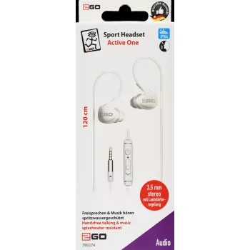 2GO Active 1 Laidinės ausinės su mikrofonu pokalbiams/muzikai - balta