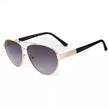 Guess GF0414-6032B Unisex Square Sunglasses, Shiny Black Frame, Brown Gradient Lens, 60/12/140 mm
