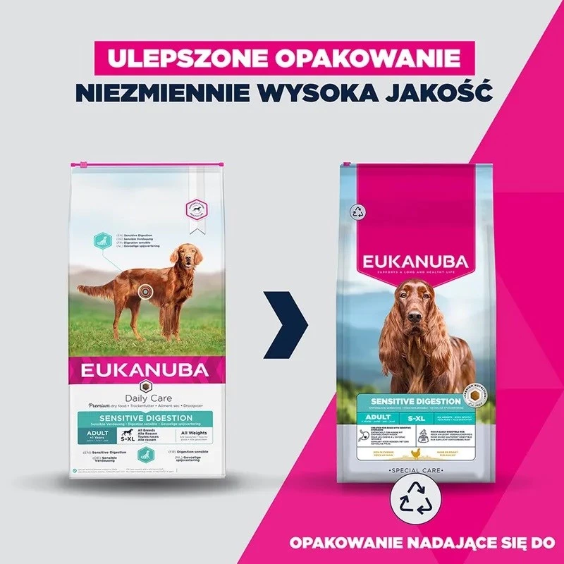 Eukanuba Special Care Sensitive Digestion sausas šunų ėdalas suaugusiems mažų ir vidutinių veislių šunims, ėriena ir ryžiai, 12 kg