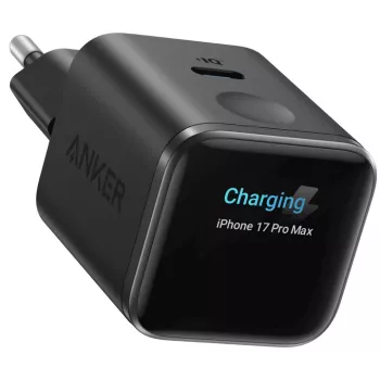 Anker Nano Charger 45W GaN USB-C įkroviklis su ActiveShield 5.0, lietimui jautriu jutikliu, išmaniuoju ekranu, juodas