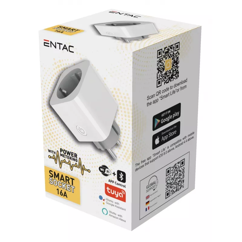 ENTAC WiFi Smart Plug su energijos stebėjimu, baltas