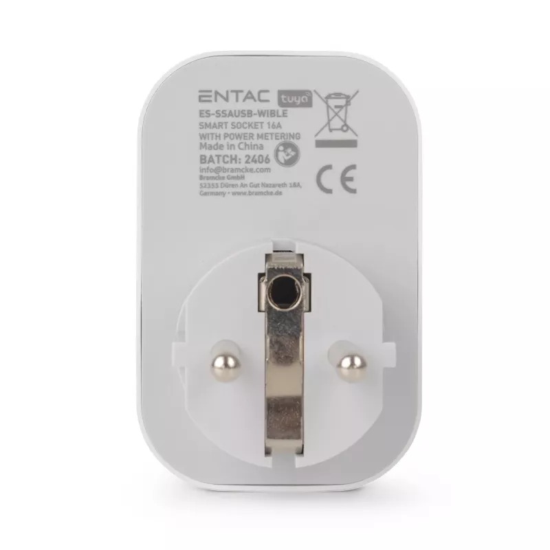 ENTAC Smart WiFi Plug 1x Schuko su 2x USB-A ir 1x USB-C, balta